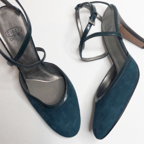 Joan & David Shoes - Circa John and David teal strappy heels
